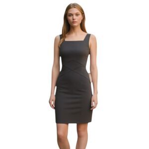 NEW Jay Godfrey Size 8 Dark Green Bodycon Dress Square Neck Sleeveless Zip Party